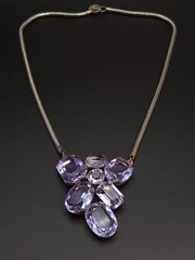 Vintage Purple Juliana Style Amethyst Glass Rhinestone Choker Necklace 14″