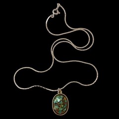 Vintage Confetti Lucite Pendant Necklace Silver Tone Chain 18″ Bohemian Indie