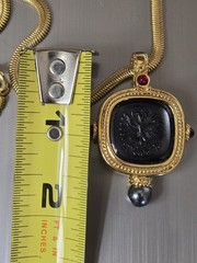 JOAN RIVERS Enamel Imperial Double Head Eagle Necklace Signed 10 in. Vintage