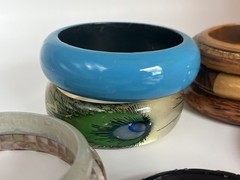 Vintage Bangle Bracelet Lot 11 Mixed Wood Acrylic Resin Lucite Boho As Is