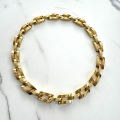 VTG MCM Gold Tone Geometric Link Necklace 16 3/4” Architectural Modern Couture