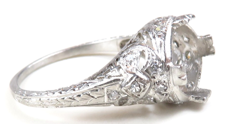 Antique 1920’s Mounting Engagement Platinum Hold 8.5MM-9MM Ring Size 6.25 UK-M