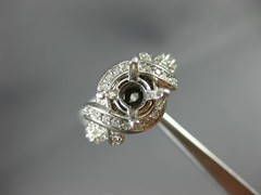 ESTATE WIDE 1.03CT DIAMOND 14KT WHITE GOLD 3D SEMI MOUNT ENGAGEMENT RING #3056