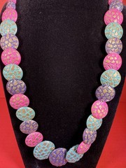 Vintage Polymer Clay Statement Multi Colored Necklace