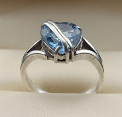 925 Sterling Silver Vintage Sky & Swiss Blue Topaz Designer Rings Sz. 8 & 8.5