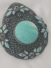 Vintage Pendant Filigree Silver Ornate Teardrop European Jewelry no Ring J2