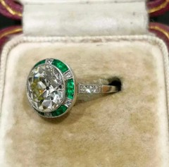 Art Deco Style Round Cut Lab Created Diamond 925 Silver Engagement Ring