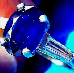 EARTH MINED SAPPHIRE DIAMOND Deco Engagement Ring Vintage PLATINUM Solitaire 3CT