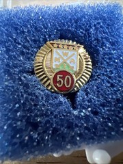 Vintage Pin – MWA 50 – Gold Tone Metal Religious