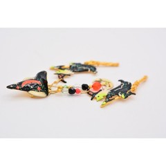 Lunch at The Ritz Vintage Halloween Pin Brooch Witch Hat Dangle Broom RARE Bin5B