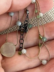 44. Vintage 925 Sterling Silver Mixed materials Gray Yarn 3 Necklaces 14.5g