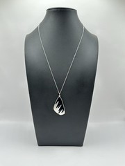 Vintage Meka Denmark Atomic Pendant Necklace Sterling Silver and Black Enamel