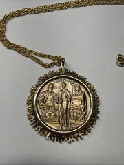 Official 1974 Illinois Medallion US Bicentennial 1776-1976 Coin Pendant 24”Chain