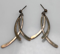Vtg Earrings MARKED JCM 925 STERLING SILVER Pierced post Dangle tassels