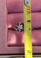 VTG 14k White Gold Ring Flower Pink Tourmaline Cluster Diamond Size 5.75 Estate
