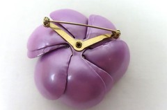 Lilac Enamel Flower Pin Brooch Lilac Rhinestone Layered 60’s Vibe Power Vintage