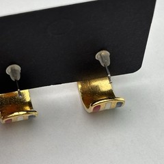 Vintage Avon Earrings American Glory Enamel Huggie Hoop Pierced Patriotic