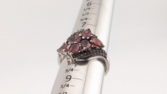 Vintage Sterling Silver Ring Garnet Cluster Pear Pavé Floral BBJ 925 Size 8