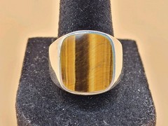 Vintage Taxco Mexico Sterling Silver 925 Tiger’s Eye Ring Sz 9.75 Unisex 13.1gr
