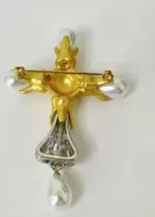 Schiaparelli Inspired Brooch Anatomy Bust Of The Divine Blessing Cross 3.5 In