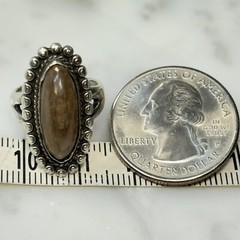 Vtg Navajo Sterling Silver 925 Jasper Marquise 24mm Long Split Band Ring Size 4