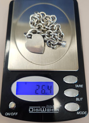 ​Vintage Sterling Silver 925 Heavy Rolo Link Chain Toggle Heart Charm…