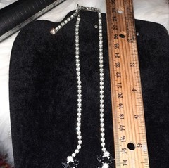 designer B David Rhinestone Necklace vtg black Clear and silver Signed Bridal