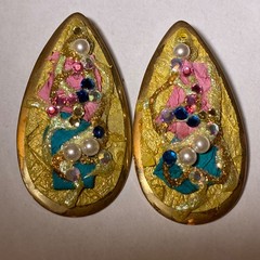 Statement Gold Pearl Vintage Clip-On Earrings