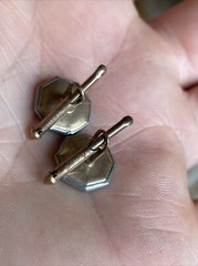 Rolled Gold Plated MOP Mother of Pearl Octagonal Antique Edwardian Vest Buttons