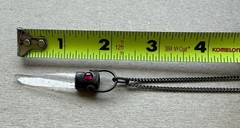 Vintage 1970s Sterling Silver 925 Quartz Crystal Point Pendant Necklace Garnet