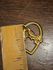 Lot Of 100 Hearts With Bird France Vintage 60s Brass Stampings Findings Jewelry
