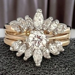 Vintage 1980s Wedding Ring Set Size 5 Cubic Zirconia 14K Gold Plate – 14F