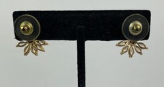 Vintage Floral Stud Marquise Cut Crystal Daisy Pierced Earrings, Gold-Tone