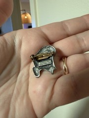 Tiny Vintage Birds And Blooms Hat In Chair Floral Brooch