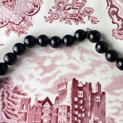 Vintage Black Lucite Beaded Necklace – 18” – Made In Japan – Circa 1950s-1960s