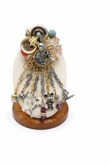 OOAK Assemblage Charm Brooch Wearable Art Dangle Statement Pin