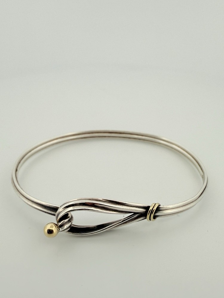 Vint Tiffany Silver & 18k Gold Hook Brclt 7.5in