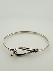 Vint Tiffany Silver & 18k Gold Hook Brclt 7.5in