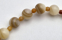 Cream Banded Agate Beaded Necklace 24 In Natural Stone 6.7mm Minimalist