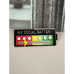 3X Sliding Social Battery Mood Tracker Enamel Pin Adjustable Energy Brooch