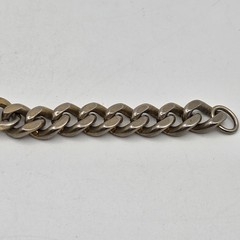 Signed Richard Kalbe Nickel Silver ID Bracelet Bar & Chain Worn Gold Wash John