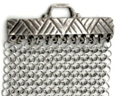 Vintage Silver Tone Signed Anthony Ferrara Mesh Bracelet Rhinestones