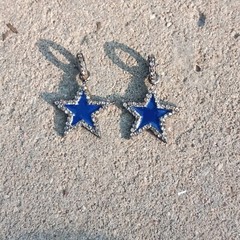 1 Pc Pave Diamond blue Bakelite Star Pendant-925 Sterling Silver Pendant 21mm