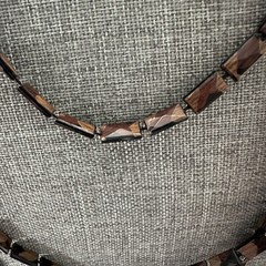 Vintage Faceted Rectangle Beads Faux Wood Brown Black & Pierced Earrings