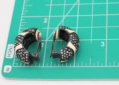 Vintage ST. JOHN Black Rhinestone Creamy Beige Enamel Shrimp Clip On Earrings