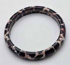 Vintage Brown Animal Print Acrylic Tube Bangle Bracelet 7.5 In Safari Chic