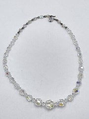 Vintage Necklace Crystal Aurora Borealis Single Strand 14 inch