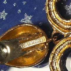 Vintage Les Bernard Hammered Gold Tone Heart Clip Earring and Necklace Set