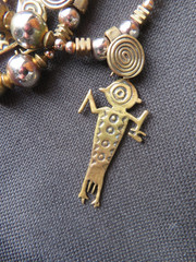 RARE cast Bronze art necklace Nancy J Young /Tribal /Southwestern/ handcrafted
