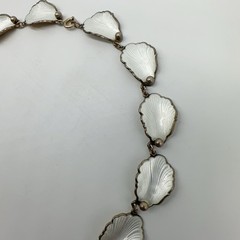 VTG Norway Hans Myhre Sterling Silver White Enamel 15″ Necklace 37g #gag